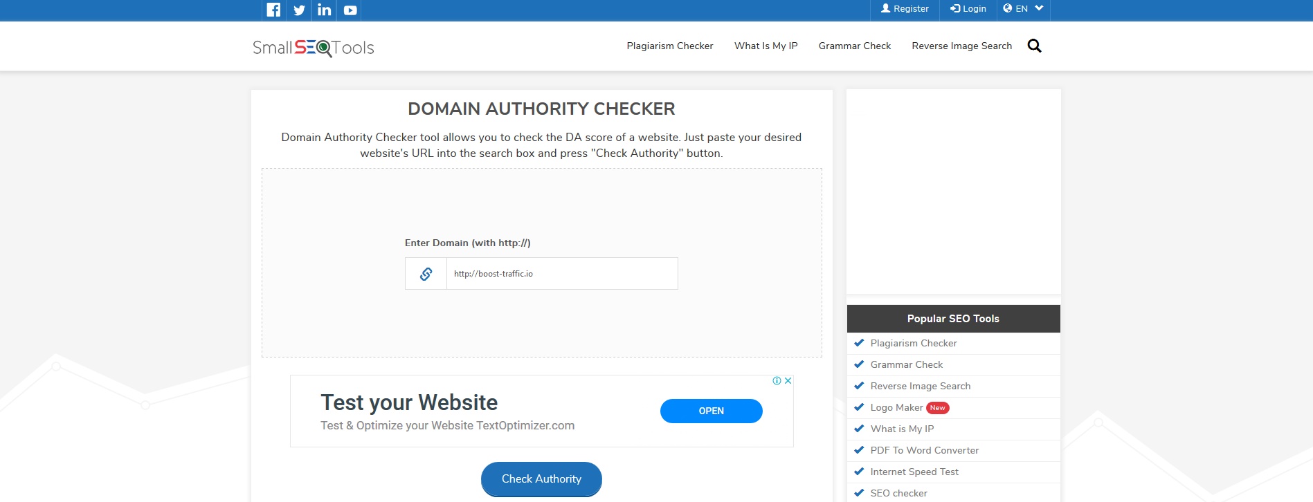 small seo tools domain authority checker